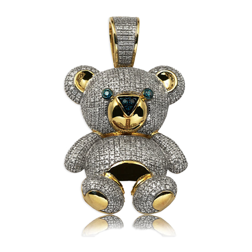 10KY 2.75CTW GREEN AND WHITE DIAMOND TEDDY BEAR