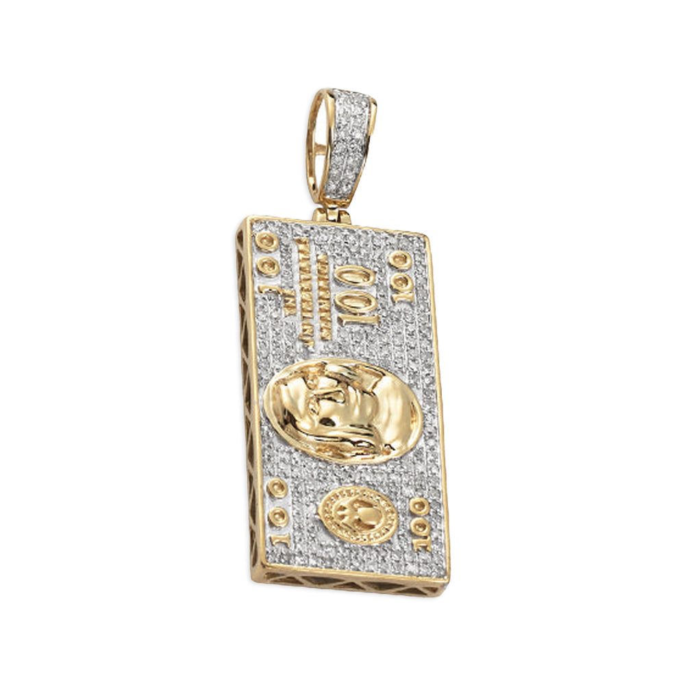 10KY 0.55CTW DIAMOND $100 BILL PENDANT