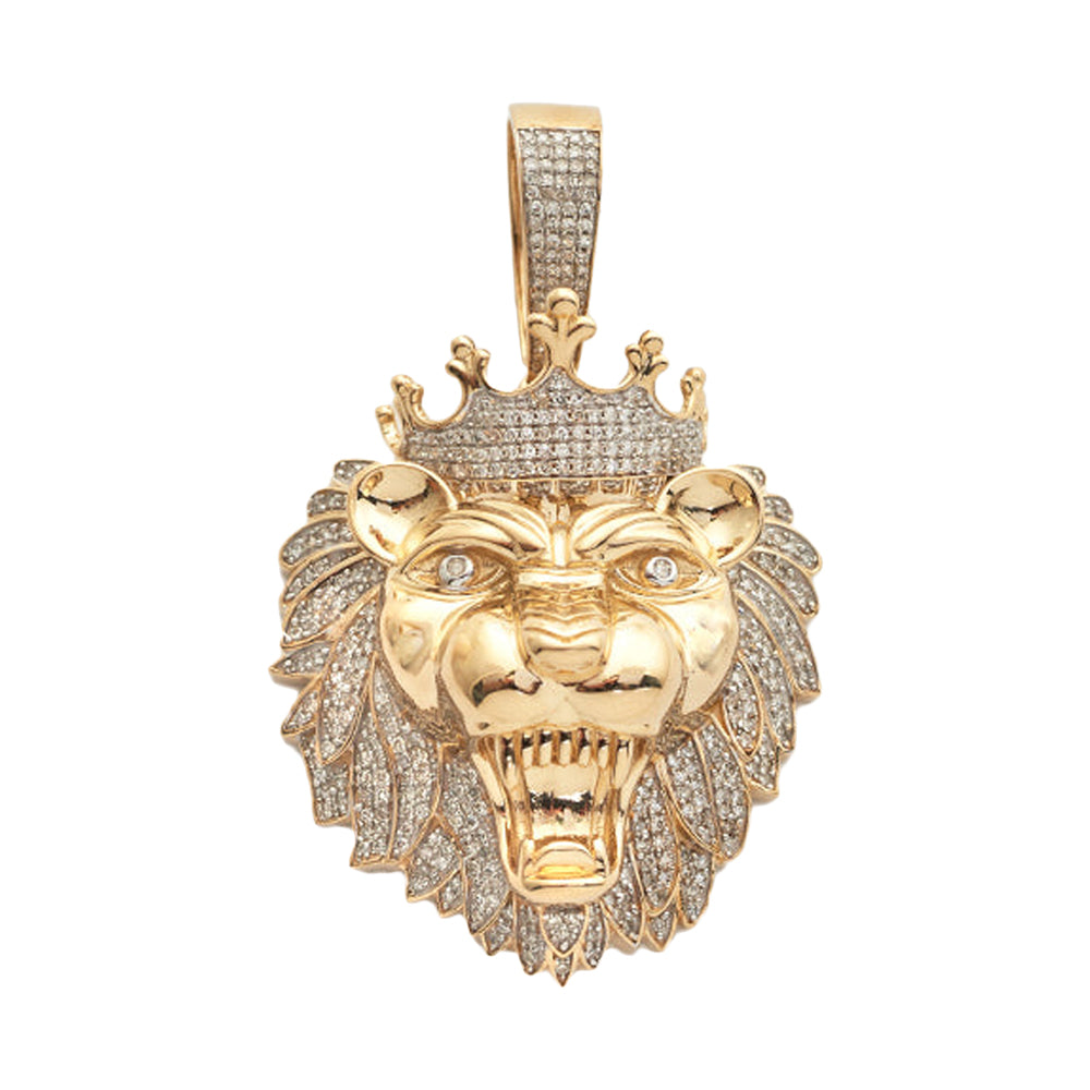 10KY 1.50CTW MICROPAVE DIAMOND LION HEAD PENDANT