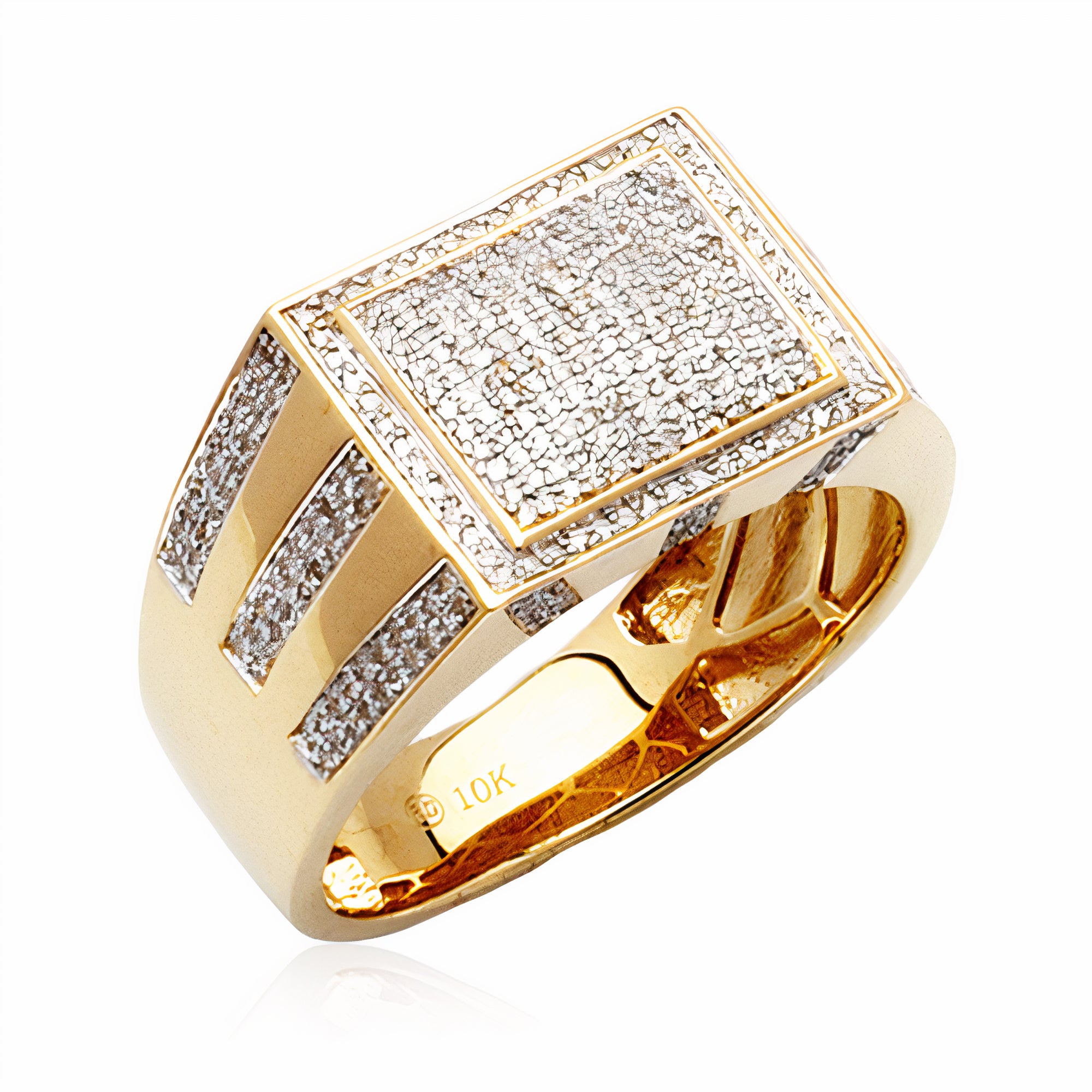 10KY 0.55CTW MICROPAVE DIAMOND MENS RECTANGLE FACE