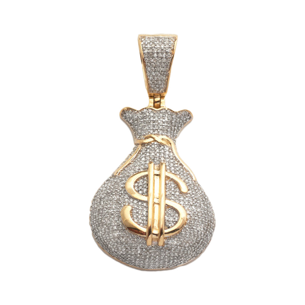 10KY 1.15CTW MICROPAVE DIAMOND MONEY BAG PENDANT