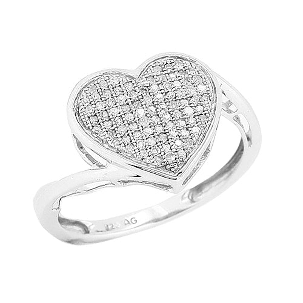 SS 0.25CTW DIAMOND HEART RING