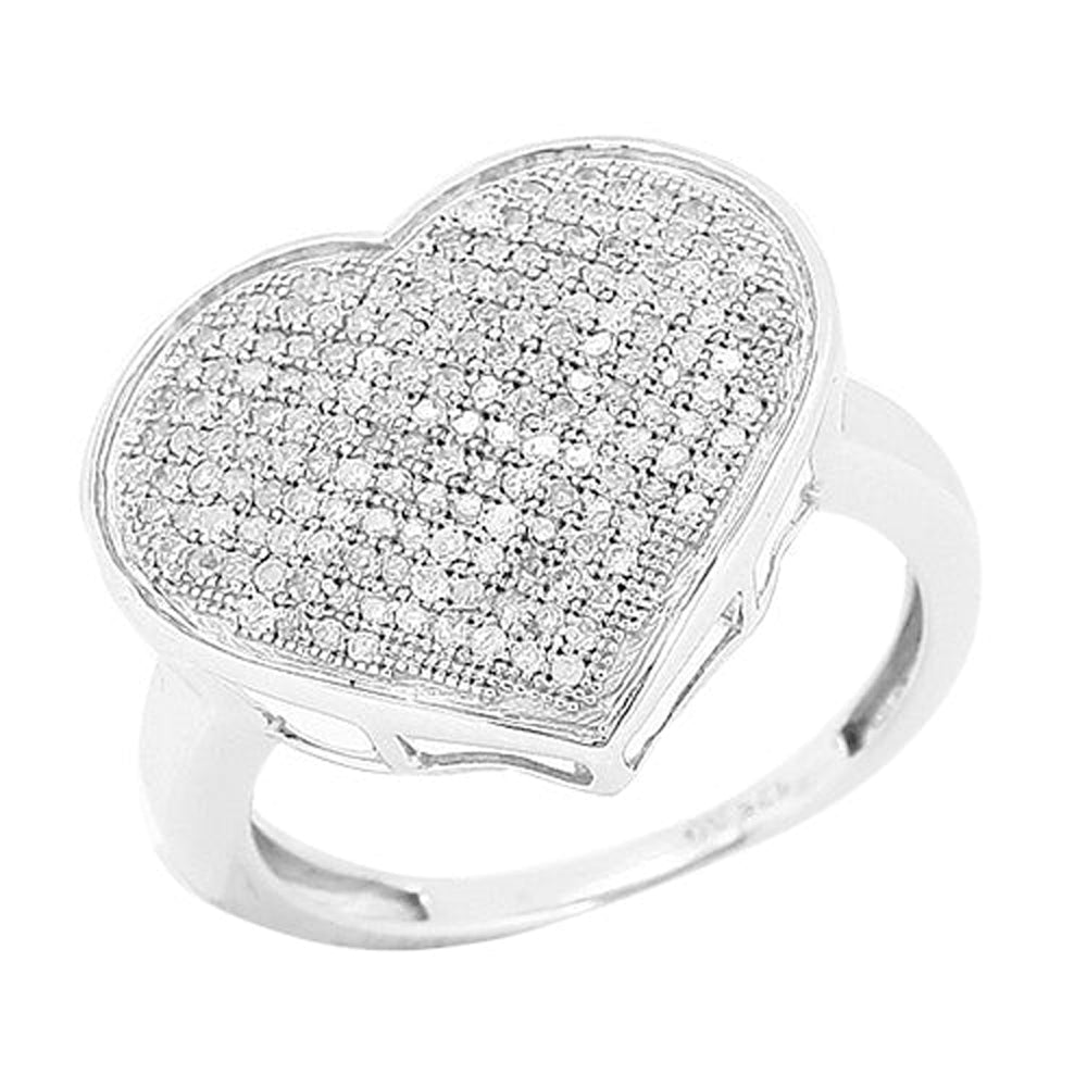 SS 0.50CTW DIAMOND HEART RING