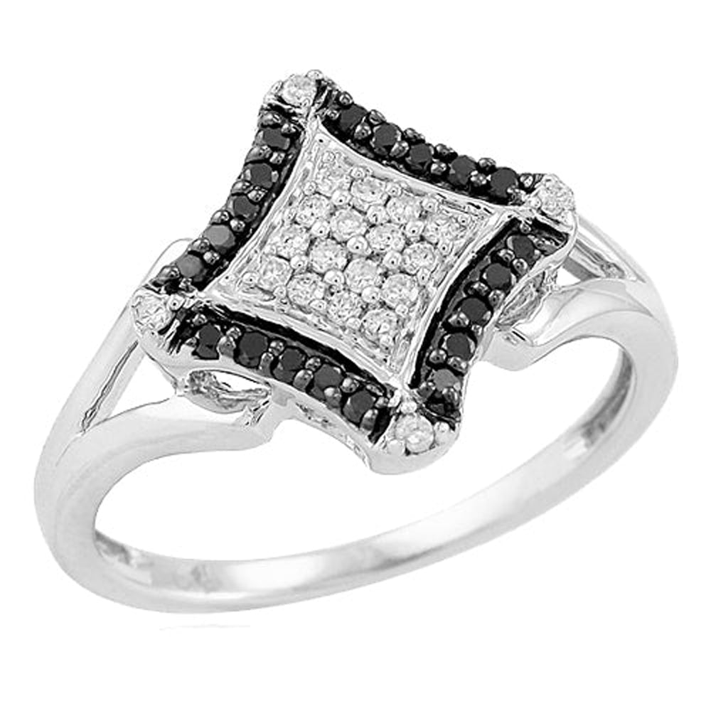 SS 0.25CTW BLACK & WHITE DIA FANCY RING