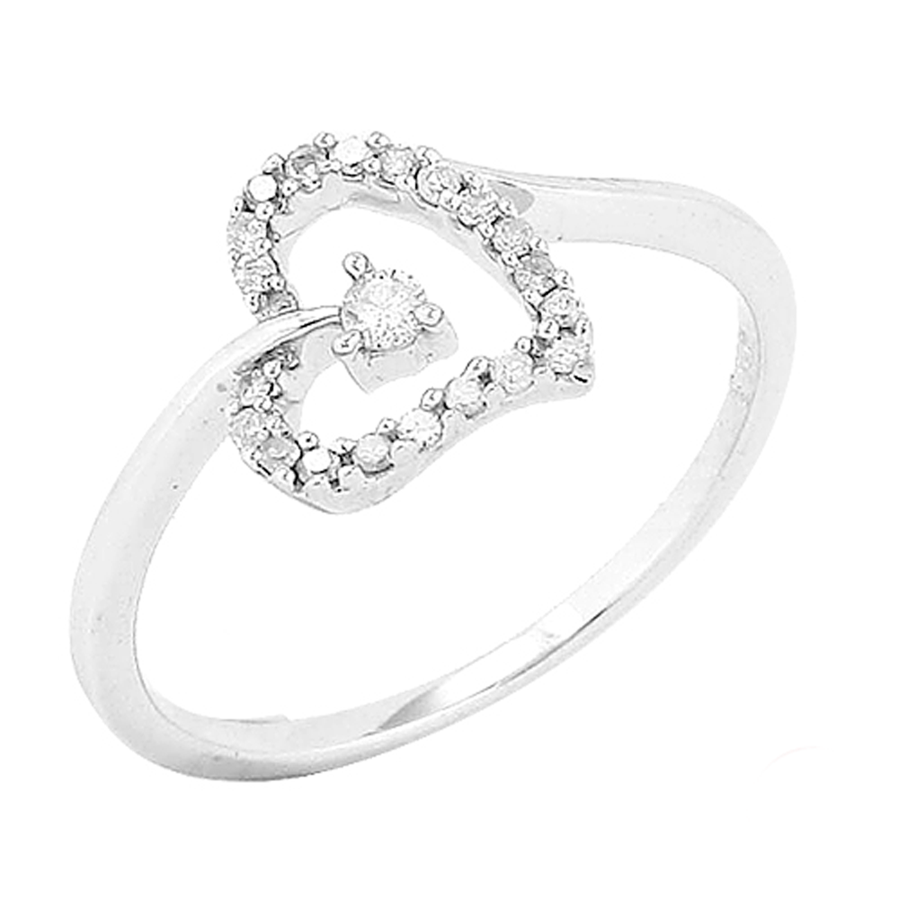 SS 0.15CTW DIAMOND HEART RING