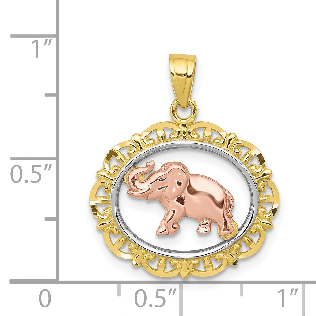 10k Two-tone with White Rhodium Elephant Charm