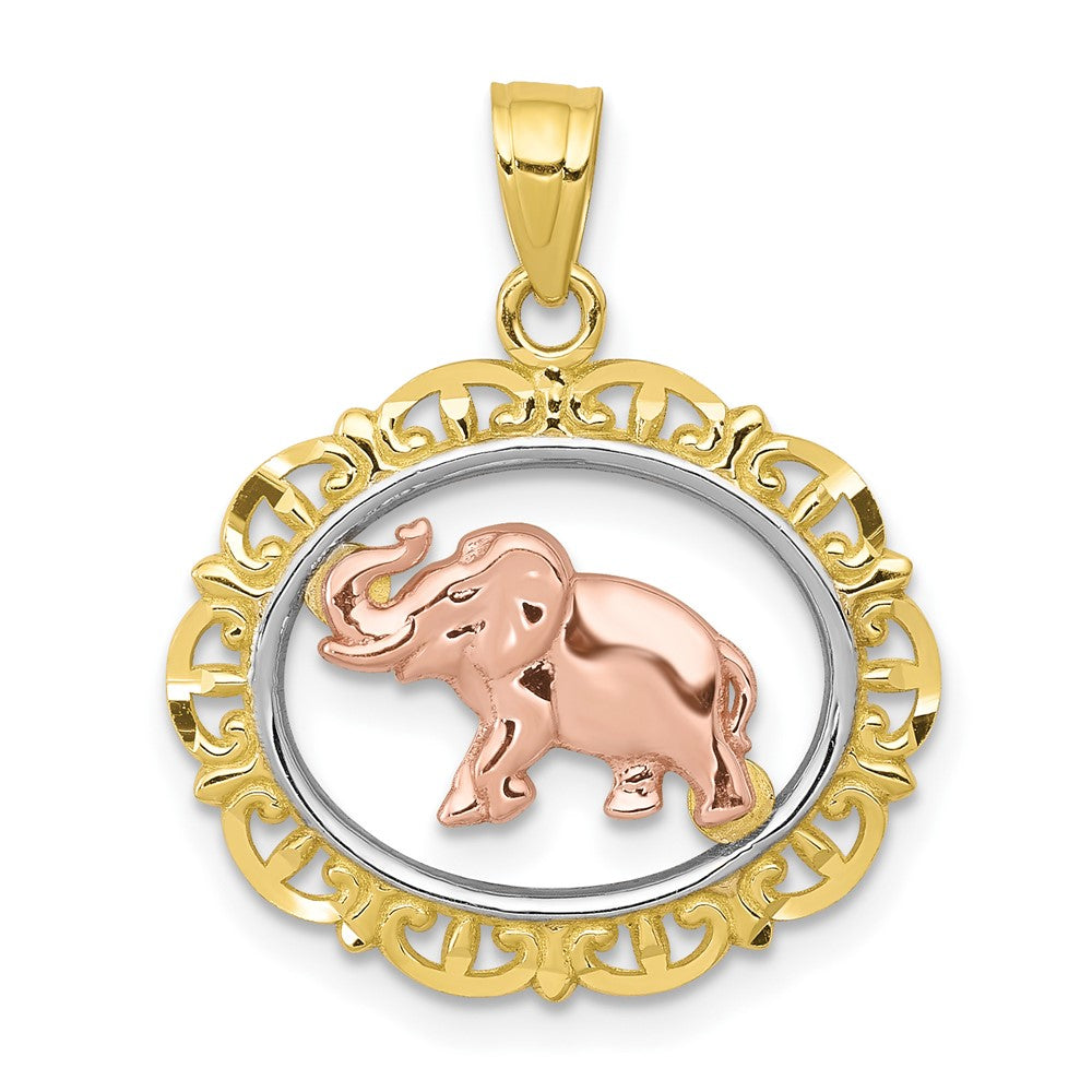 10k Two-tone with White Rhodium Elephant Charm