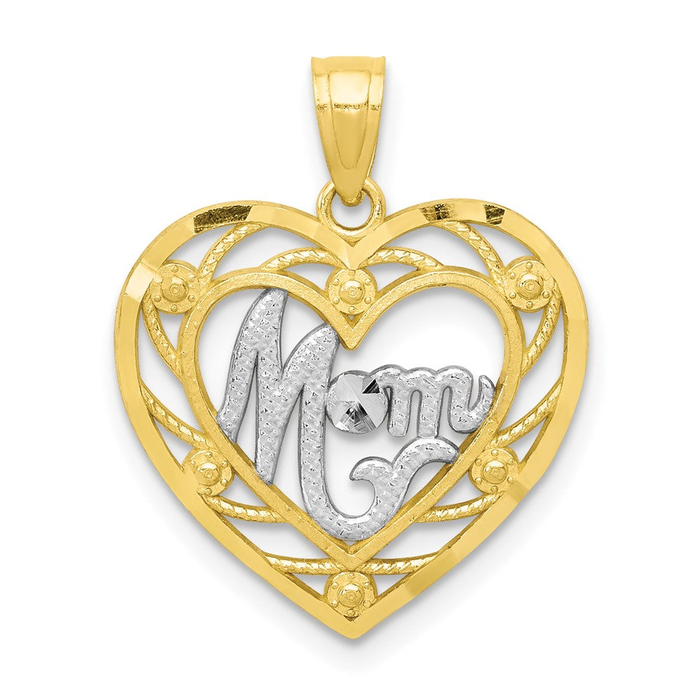 10K & Rhodium MOM Heart Charm