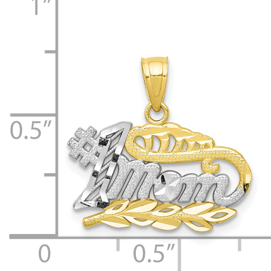 10K w/Rhodium #1 MOM Charm