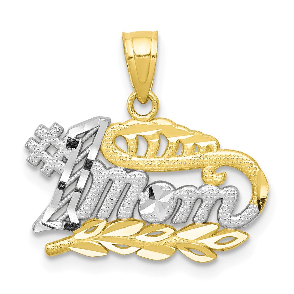 10K w/Rhodium #1 MOM Charm