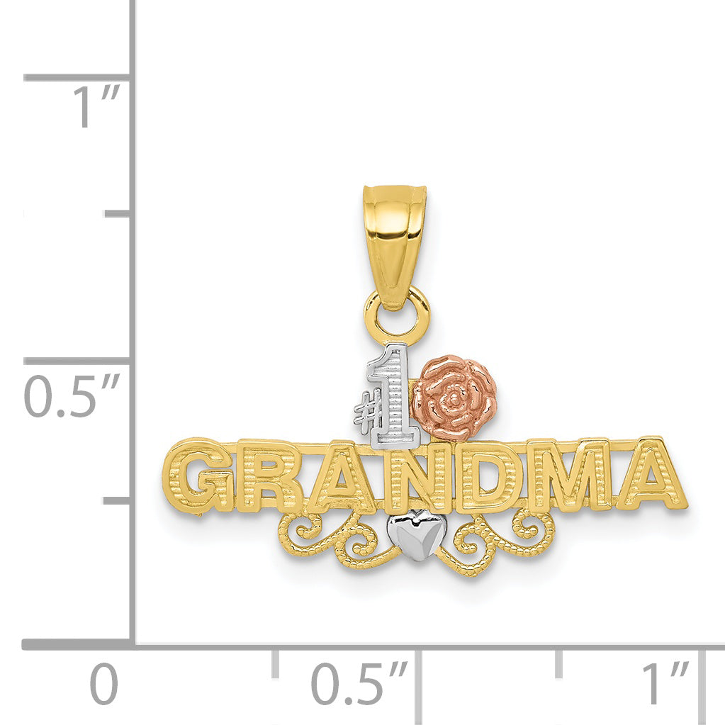 10K Two-Tone w/White Rhodium #1 GRANDMA Charm