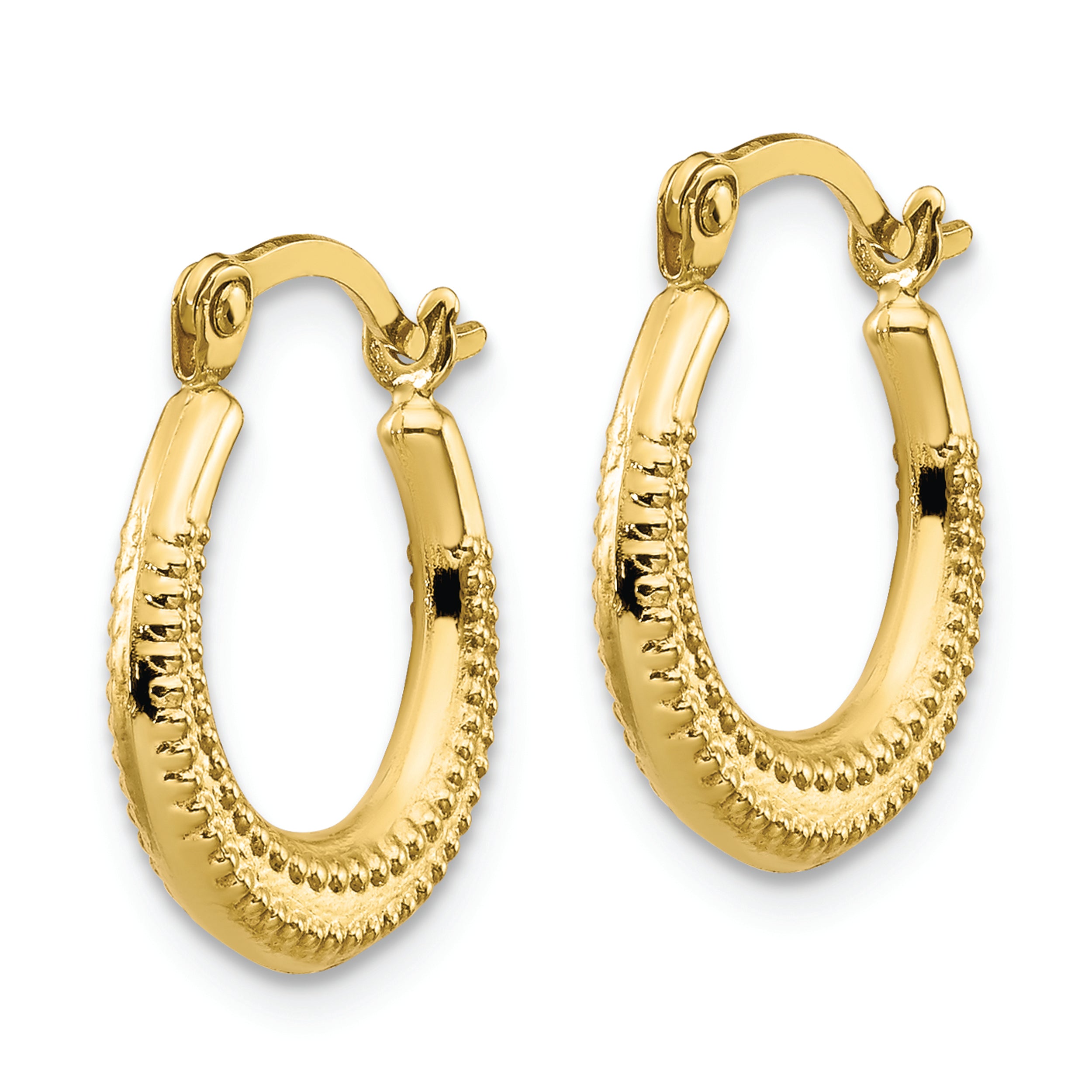 10K Scalloped Textured Hollow Hoop Earrings