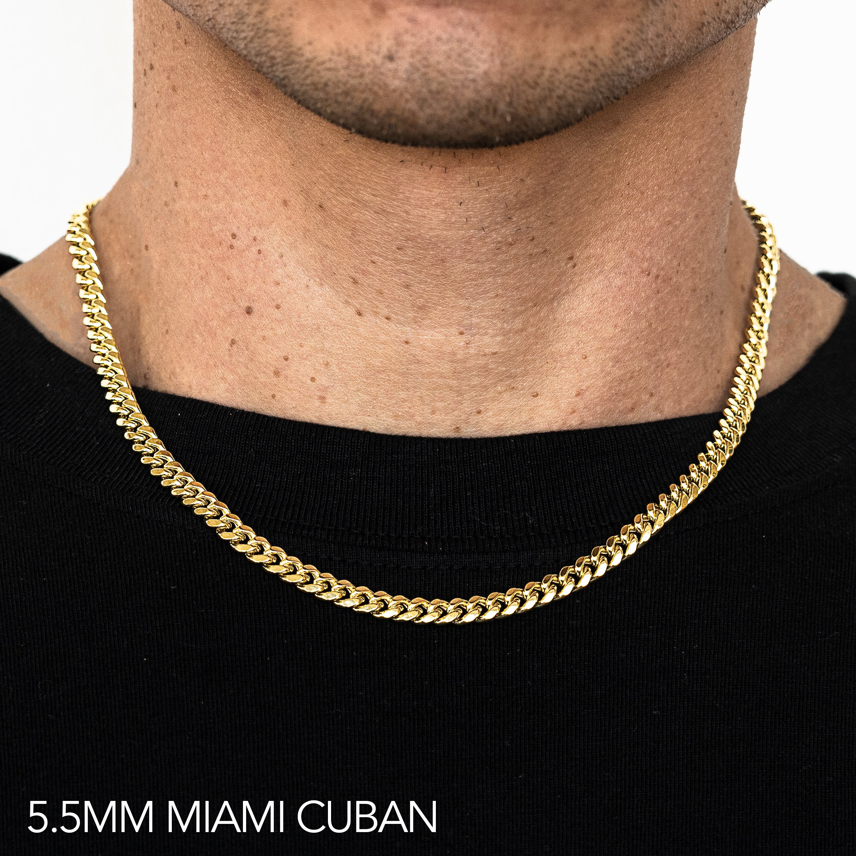 14K 5.5MM YELLOW GOLD HOLLOW MIAMI CUBAN 18