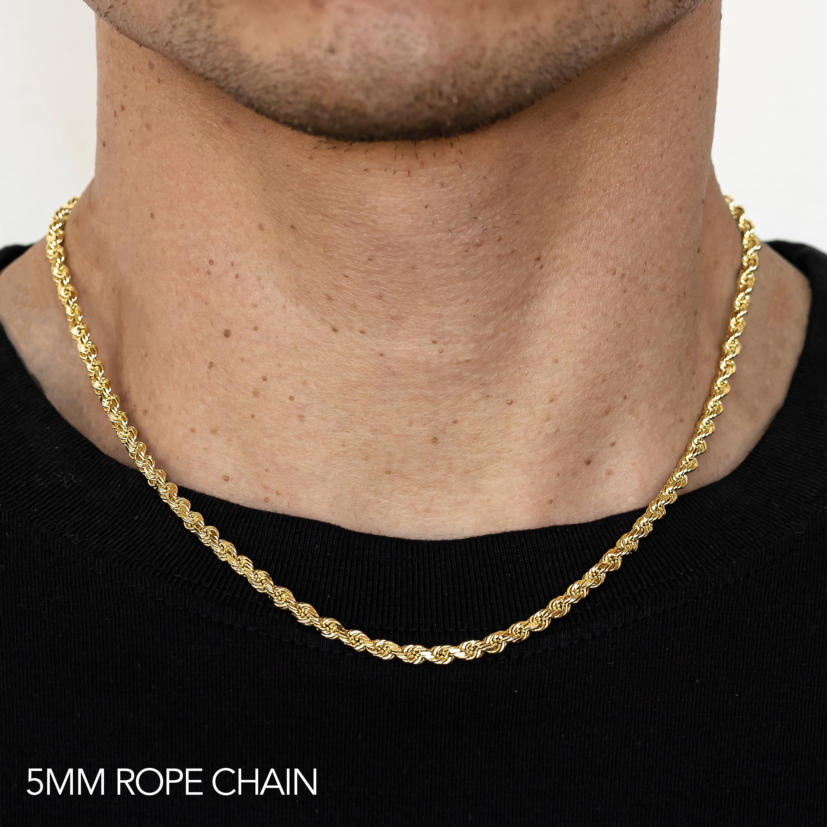 14K 5MM YELLOW GOLD SOLID DC ROPE 18