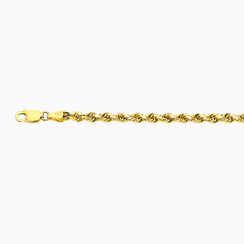 14K 3.5MM YELLOW GOLD SOLID DC ROPE 18