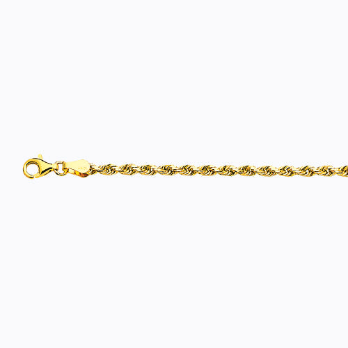 14K 3MM YELLOW GOLD SOLID DC ROPE 18