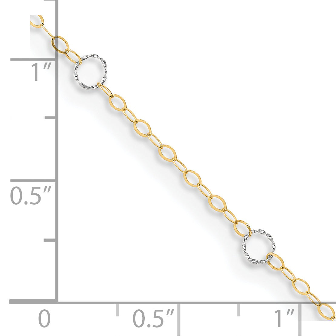 14k Two-Tone Circle 9in Plus 1in ext  Anklet