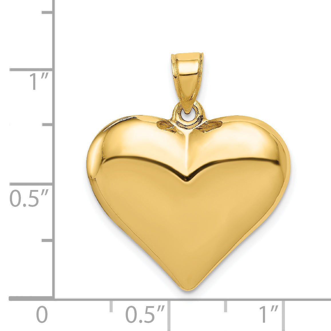 14K Polished 3-D Puffed Heart Pendant