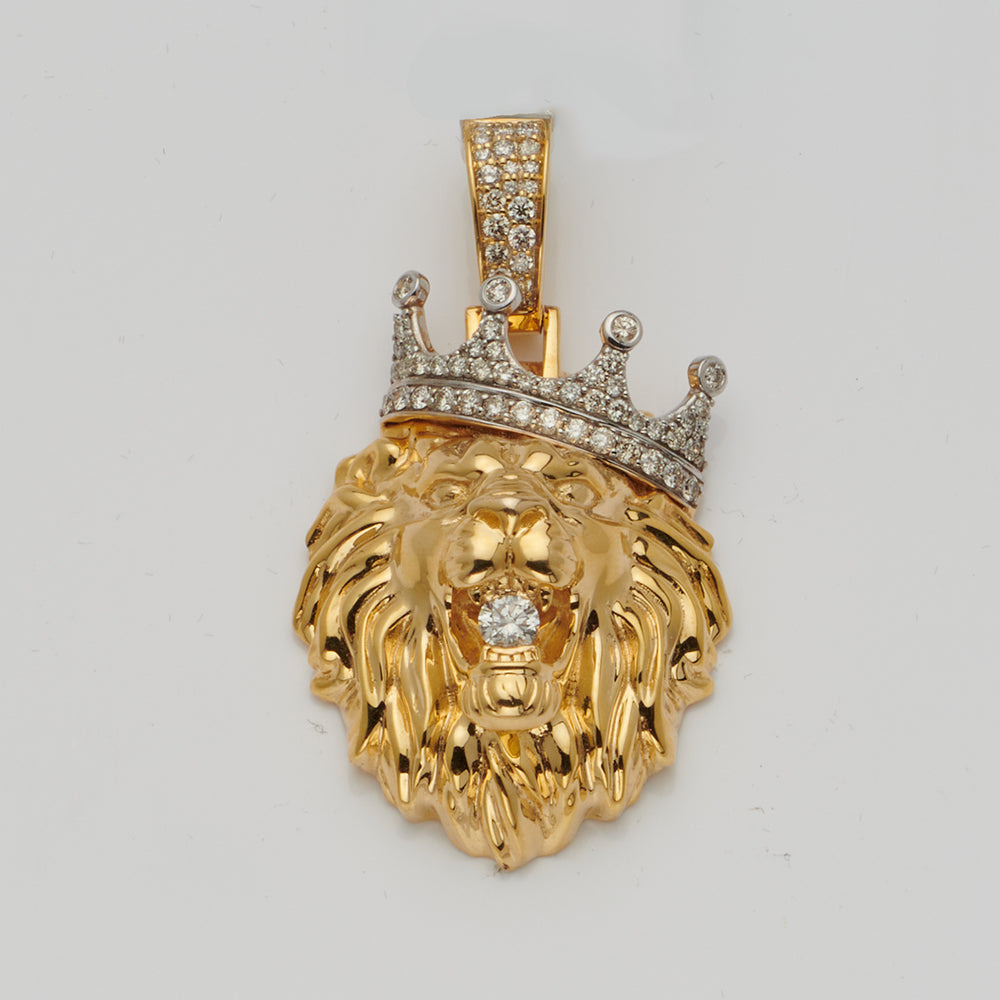 10KY+W 1.25CTW DIAMOND TWO TONE LION HEAD