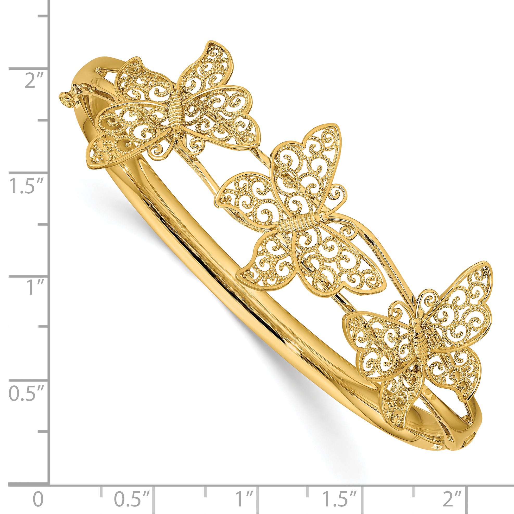 14K Filgree Butterfly Hinged Bangle Bracelet