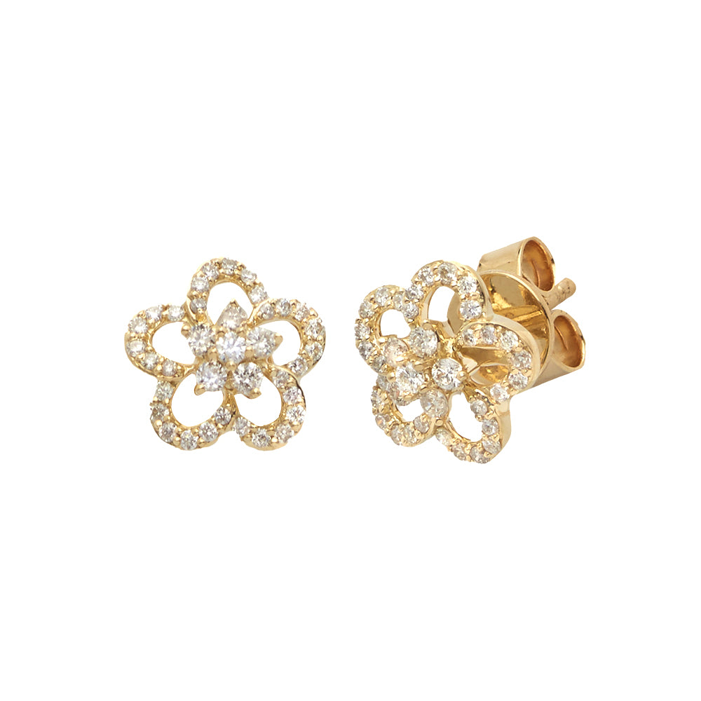 14KY 0.40CTW DIAMOND 5-PEDAL FLOWER EARRING