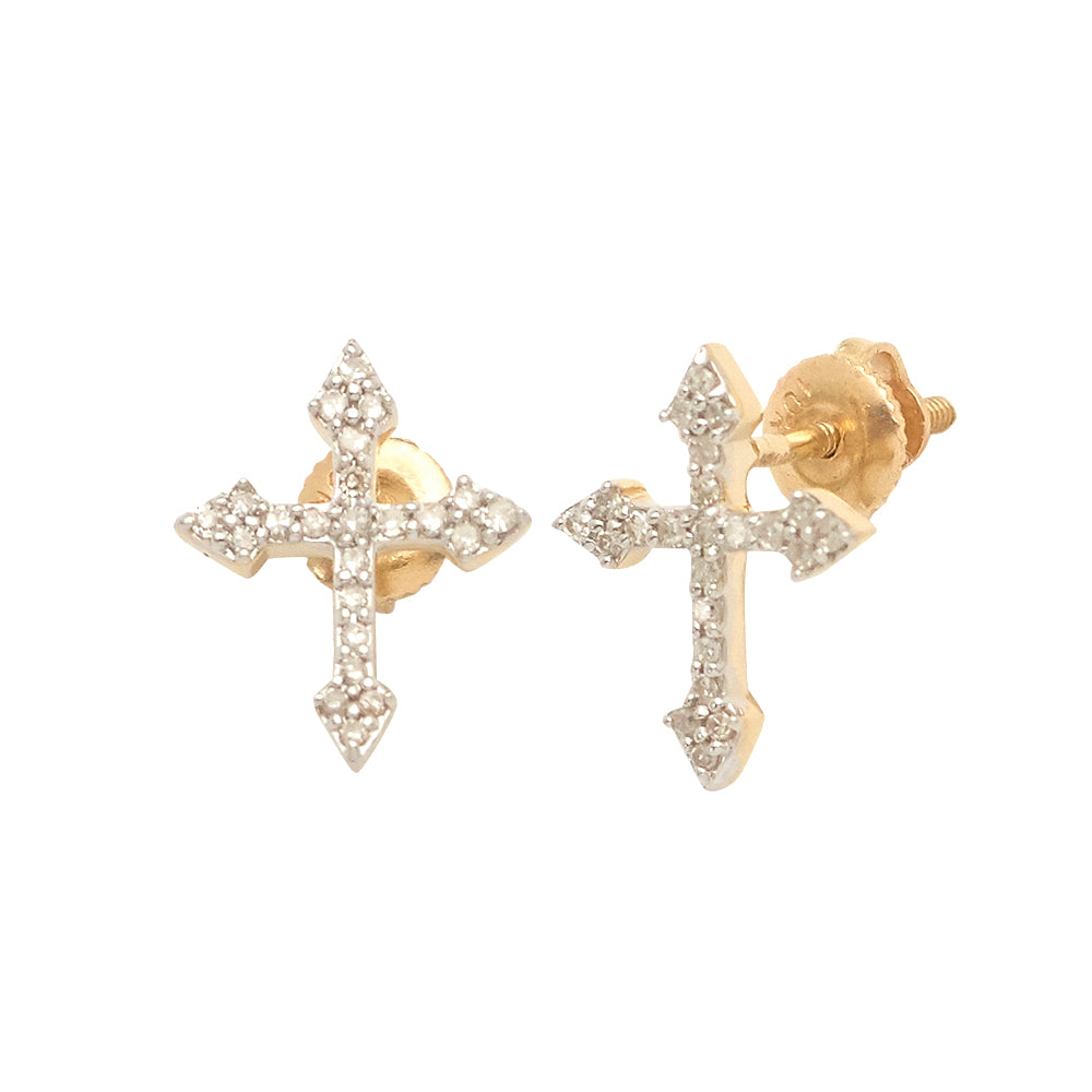 10KY 0.15CTW MICROPAVE DIAMOND CROSS STUD