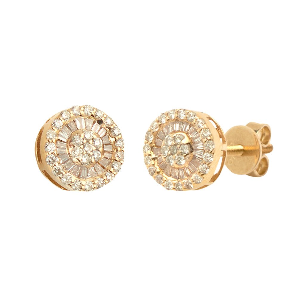 14KY 0.50CTW ROUND CLUSTER EARRING STUDS - SINGLE