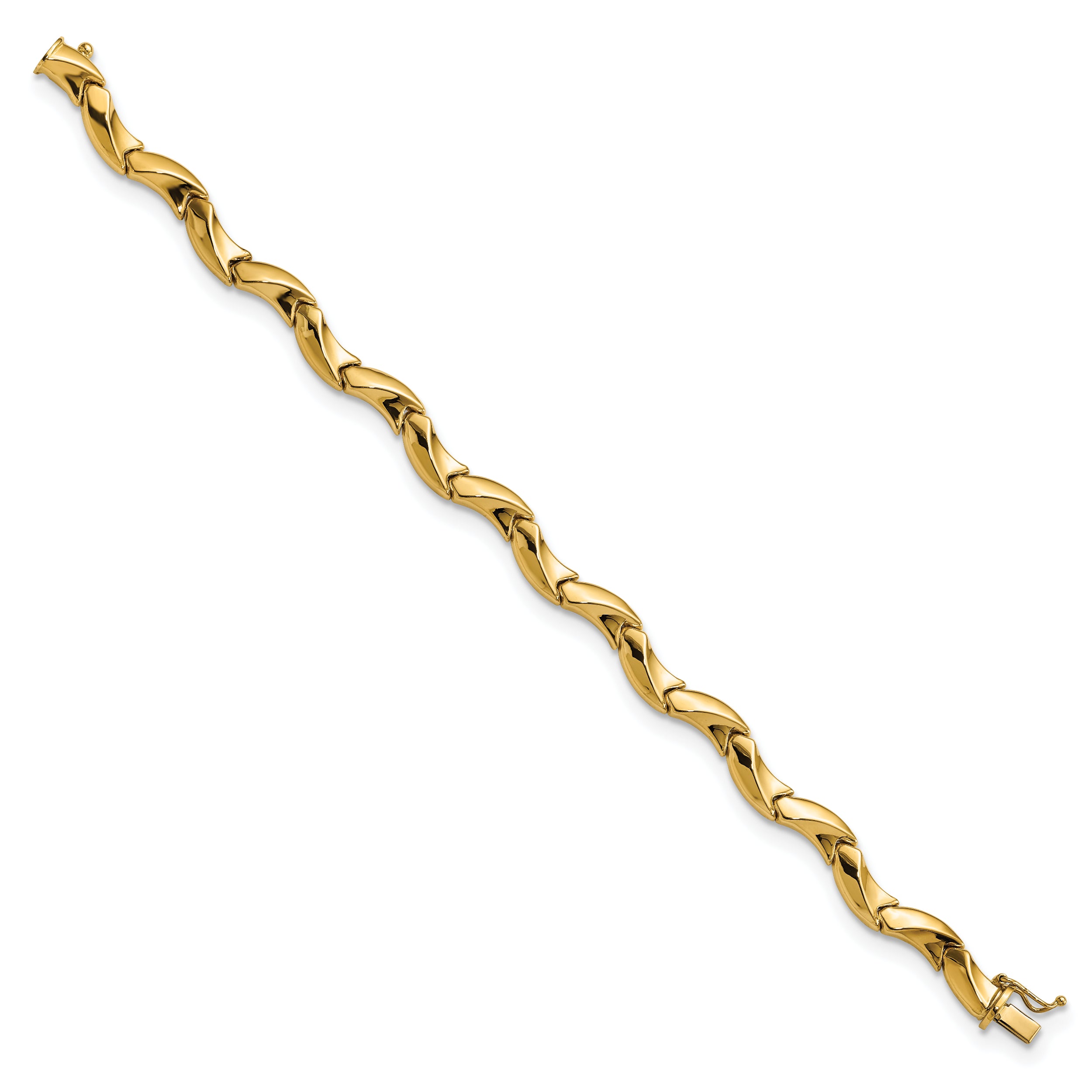 14K Polished Fancy Wavy Link Bracelet