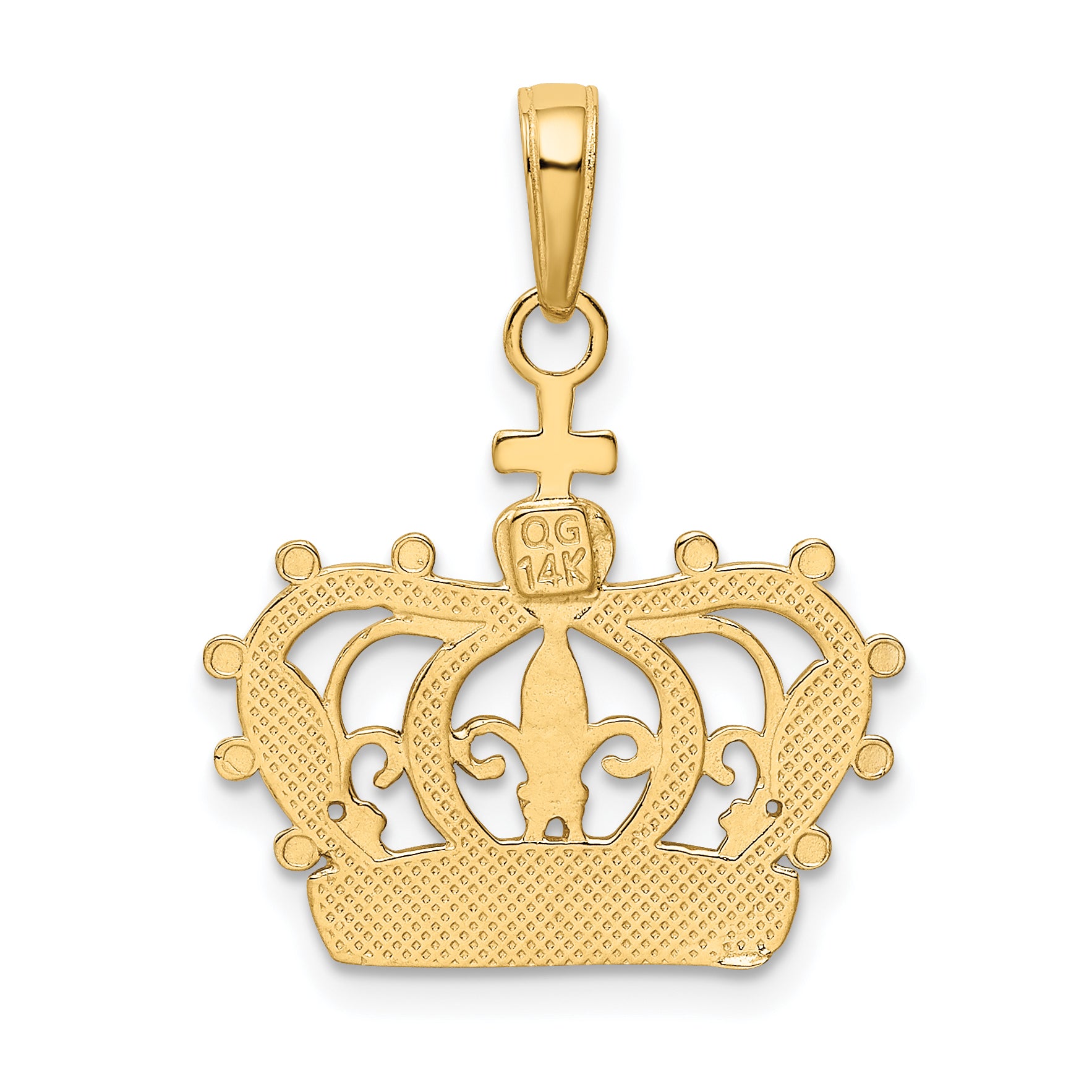 14K Rhodium Crown Pendant