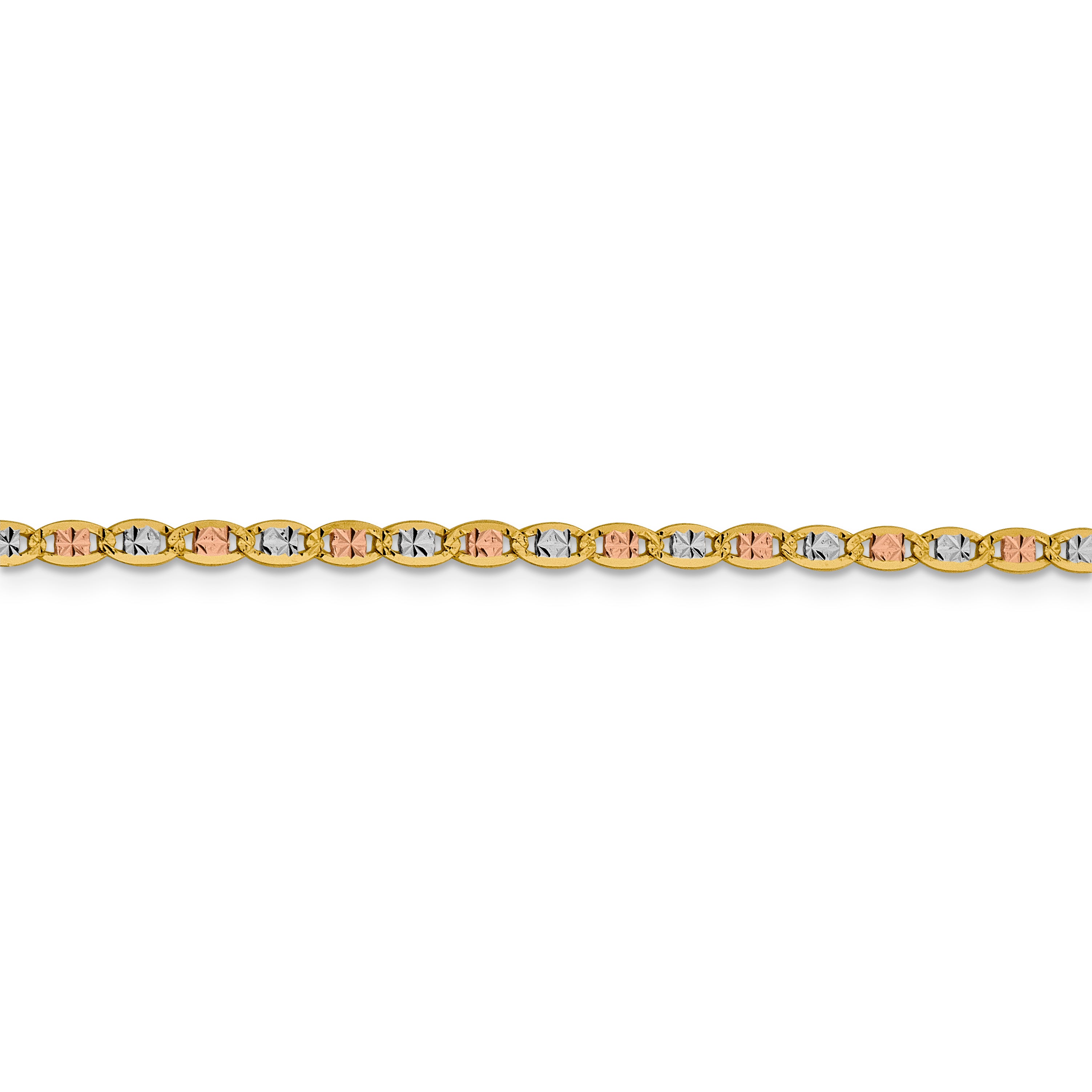 14k 2.75mm Tri-color Gold Pav Valentino Chain