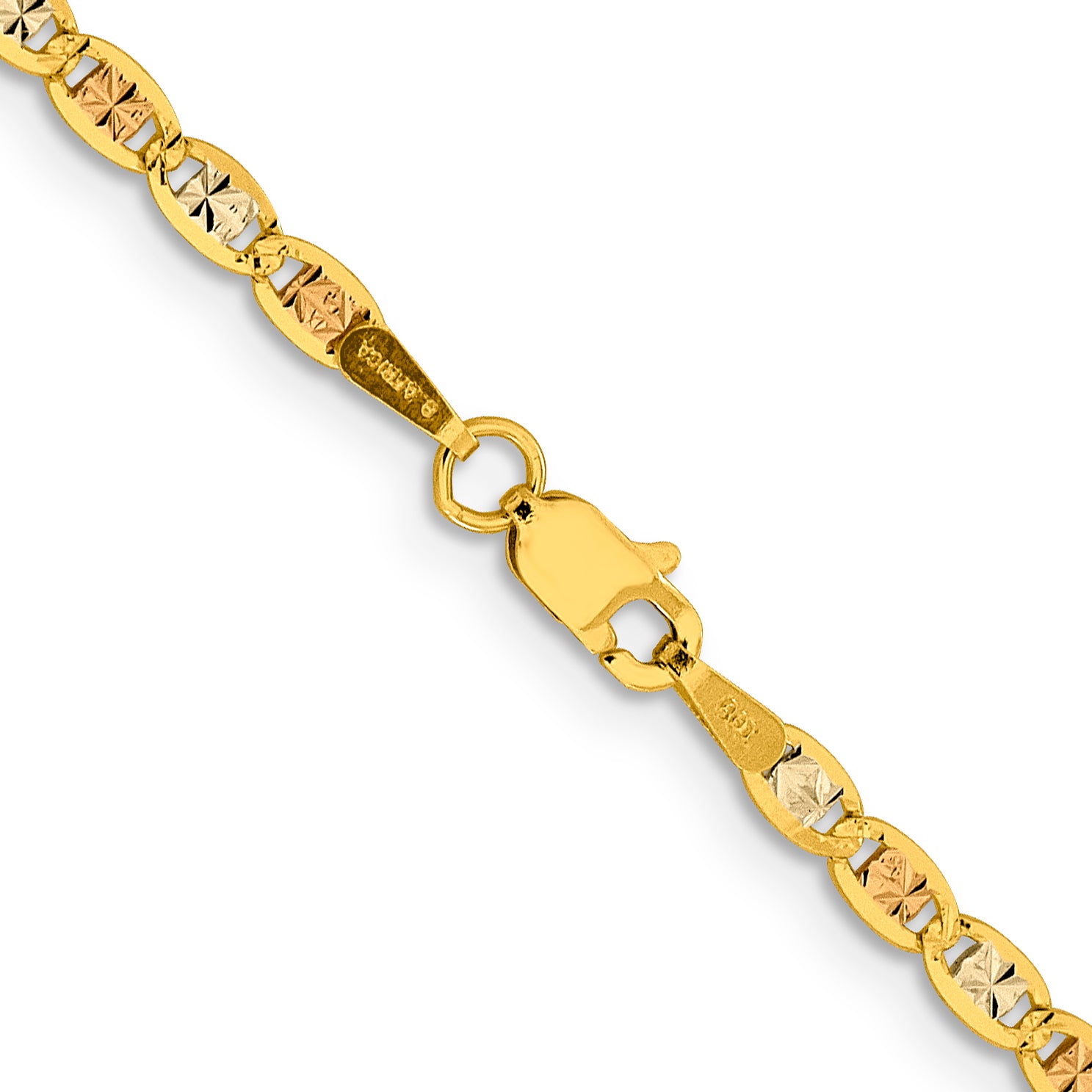 14k 2.75mm Tri-color Gold Pav Valentino Chain