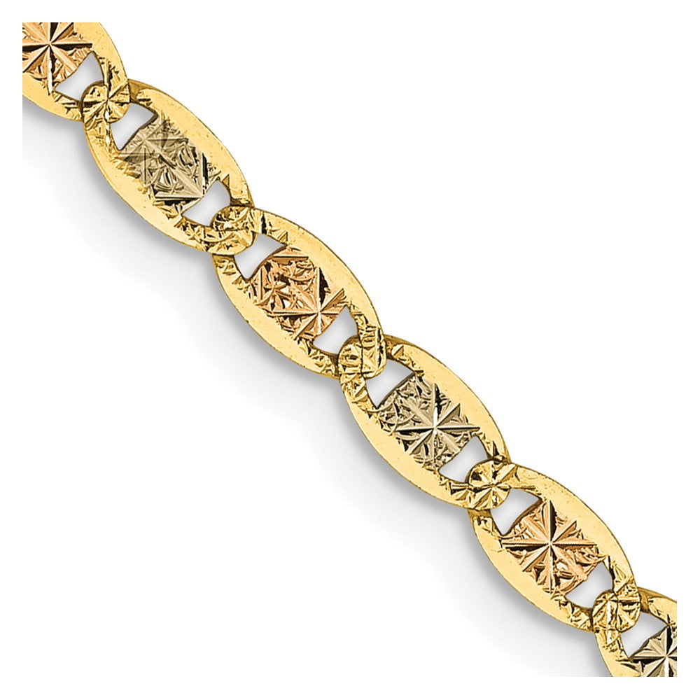 14k 2.75mm Tri-color Gold Pav Valentino Chain