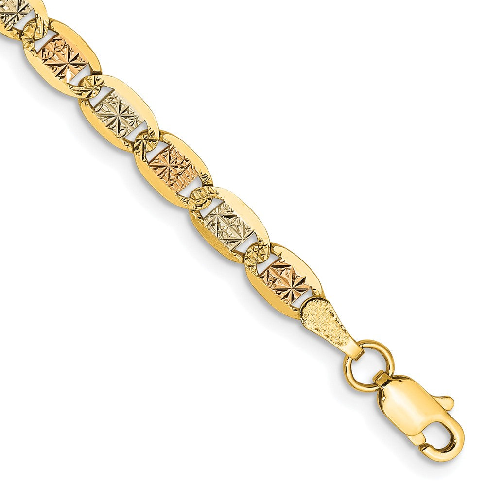 14k 3.8mm Tri-color Gold Pav Valentino Chain