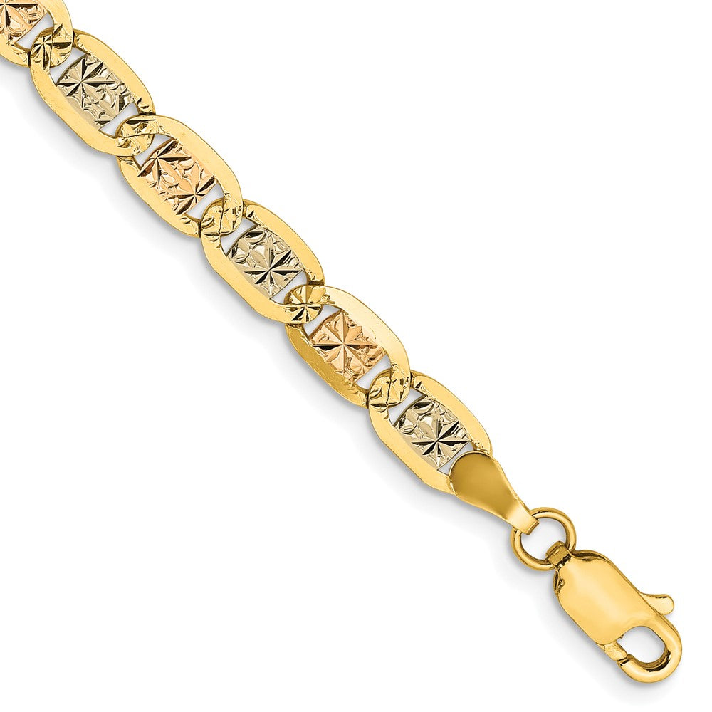 14k 4.65mm Tri-color Gold Pav Valentino Chain