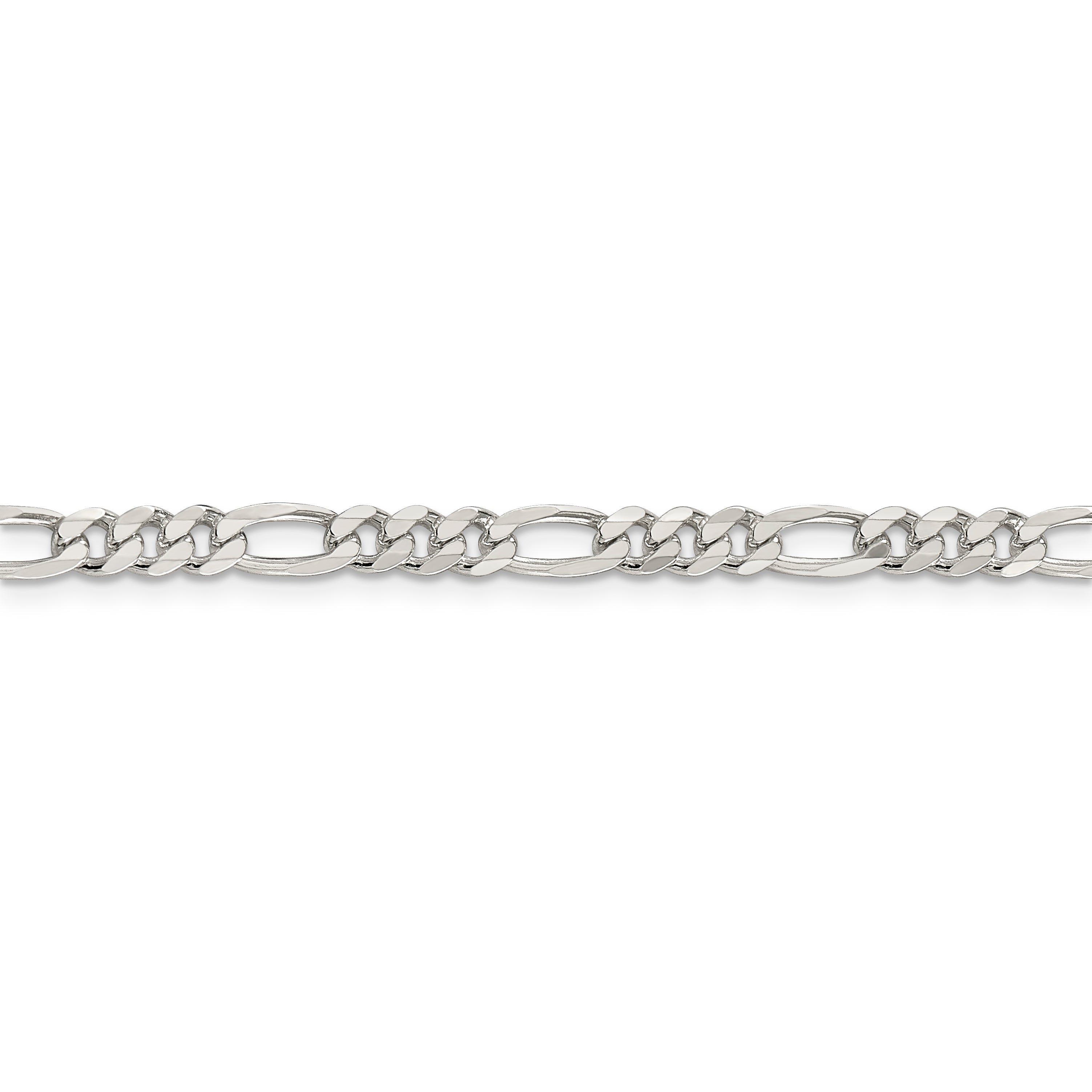 Sterling Silver 4.75mm Pave Flat Figaro Chain