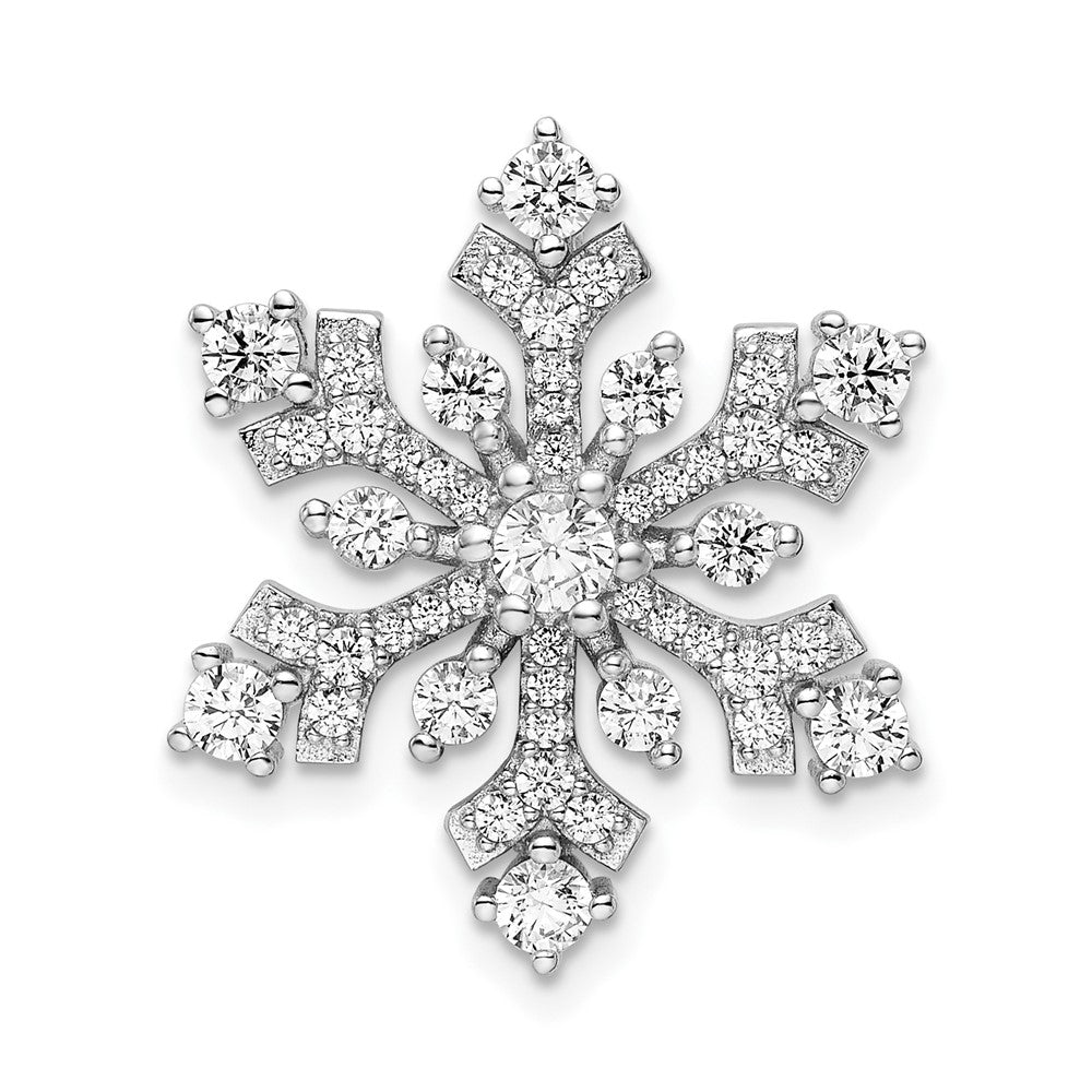 Sterling Silver Rhodium-plated CZ Snowflake Slide