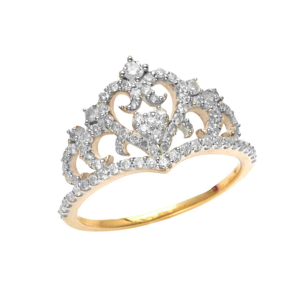 14KY 0.55CTW DIAMOND PRINCESS CROWN RING