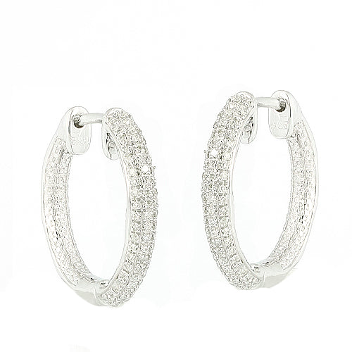 SS 0.30CTW DIAMOND FANCY HOOP EARRINGS