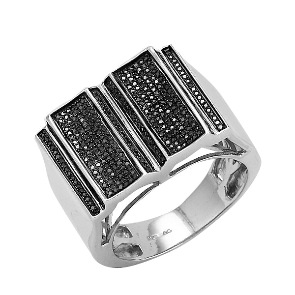 SS 0.50CTW BLACK DIA FANCY MENS RING