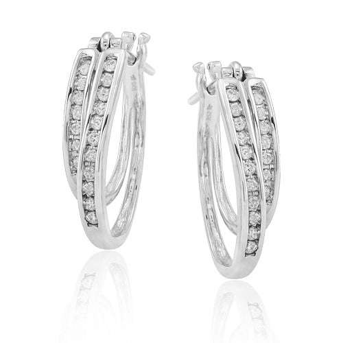 SS 0.15CTW DIAMOND FANCY EARRINGS