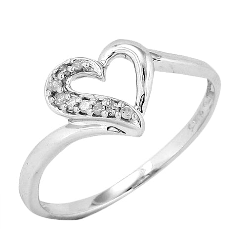 SS 0.05CTW DIAMOND HEART RING