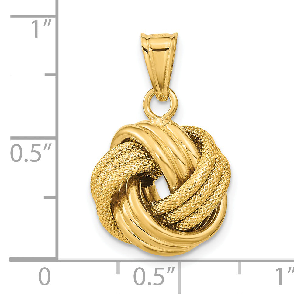 14k Polished Textured Love Knot Pendant