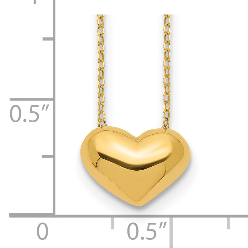 14k Polished Puffed Heart 18 inch Necklace