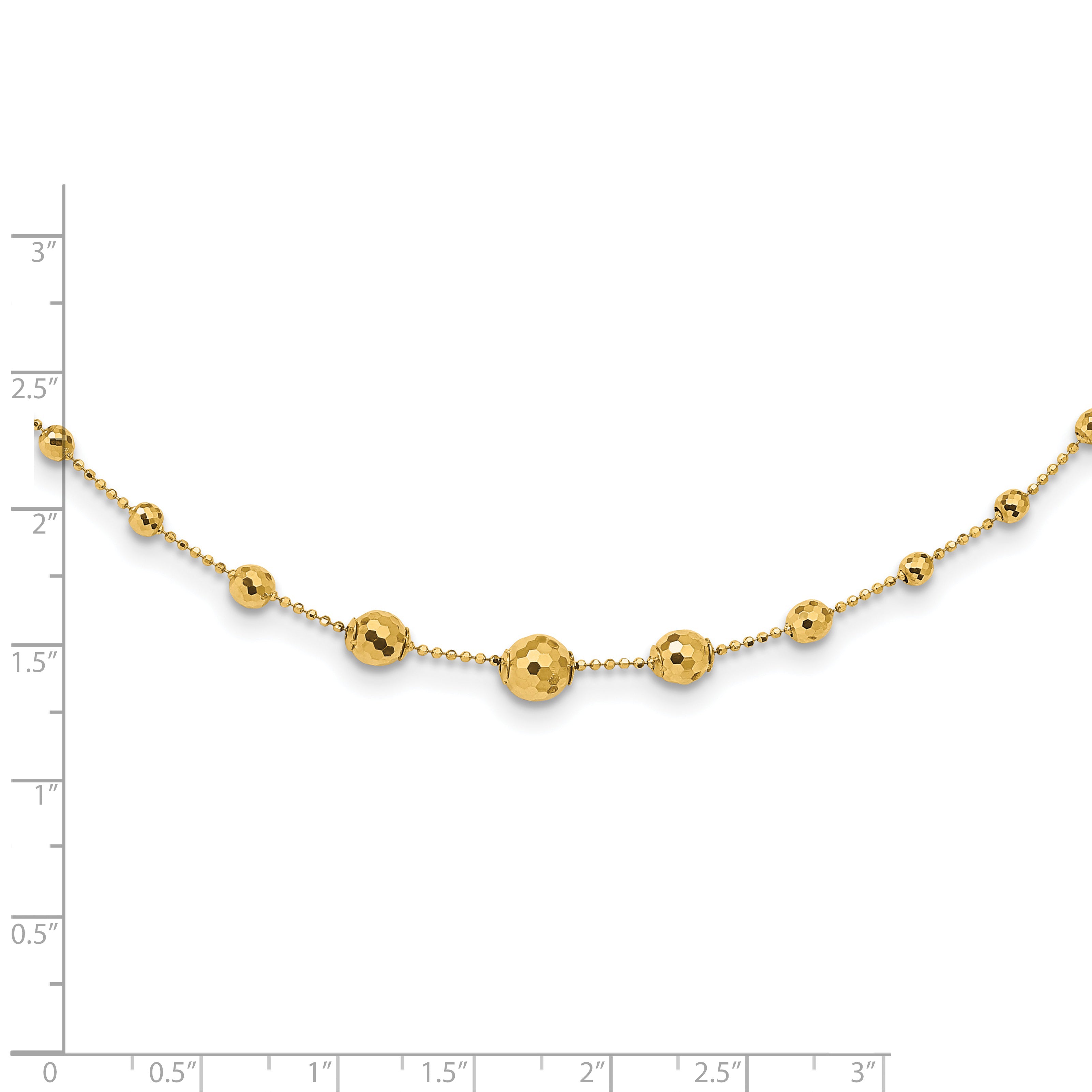 14K Polished and Textured Beaded 17in Necklace