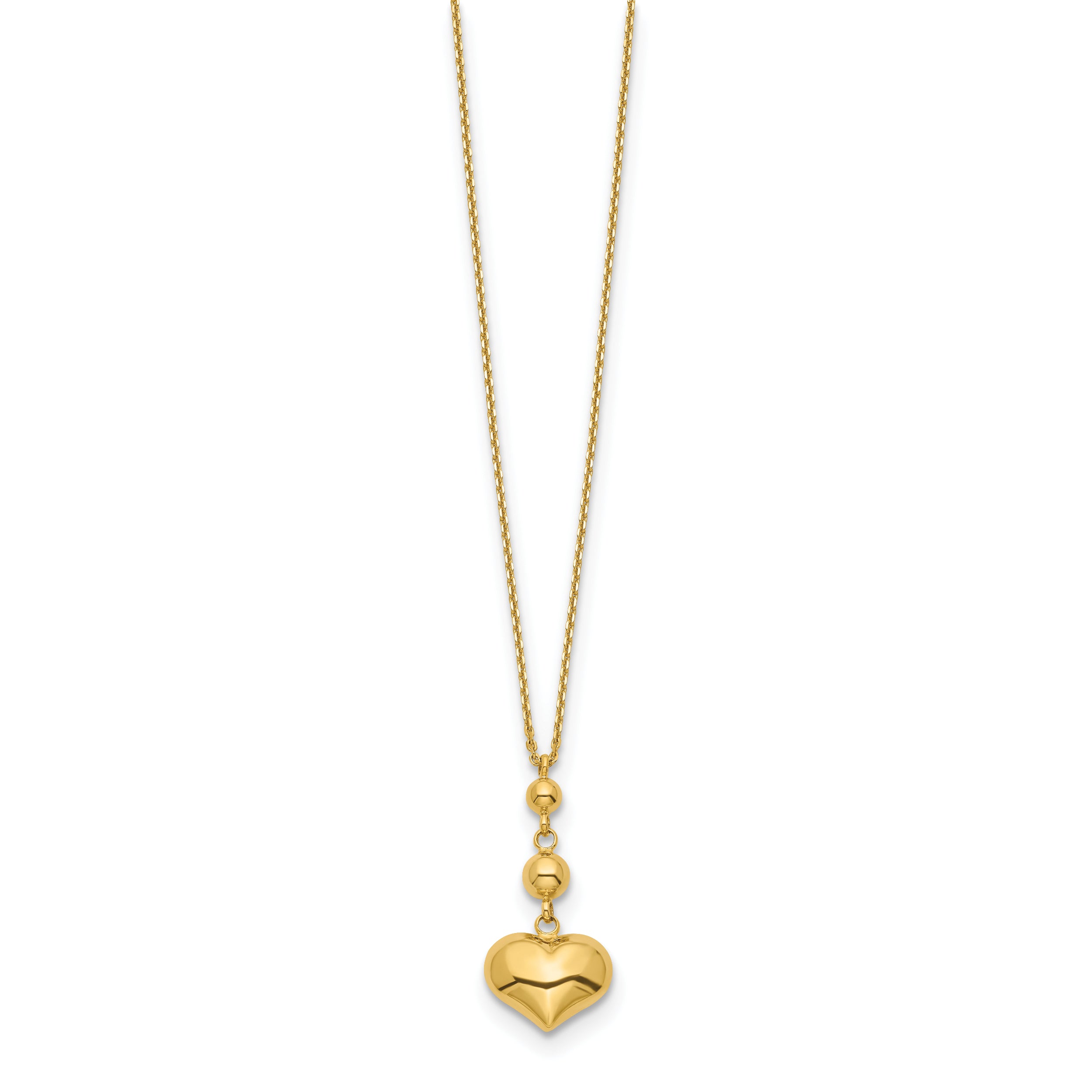 14k Heart with Bead w/2 IN EXT Necklace