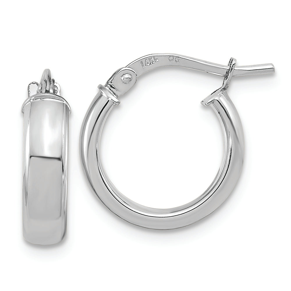 14k White Gold Polished 2.9mm Hoop Earrings