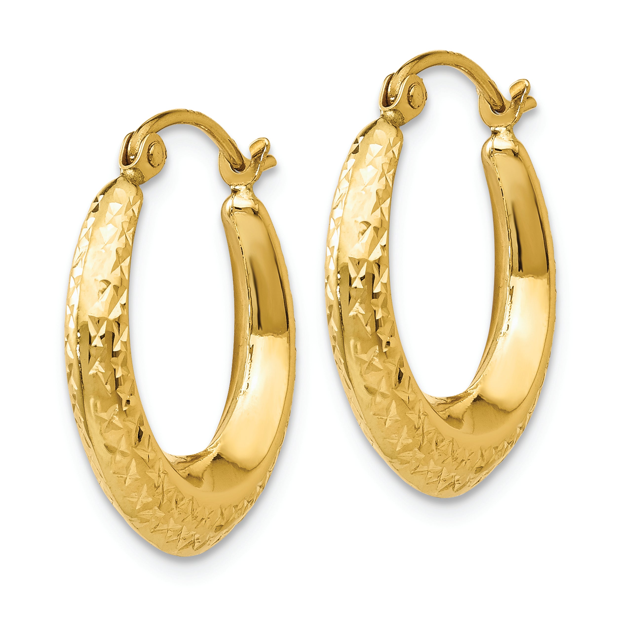 14K Textured Hollow Hoop Earrings