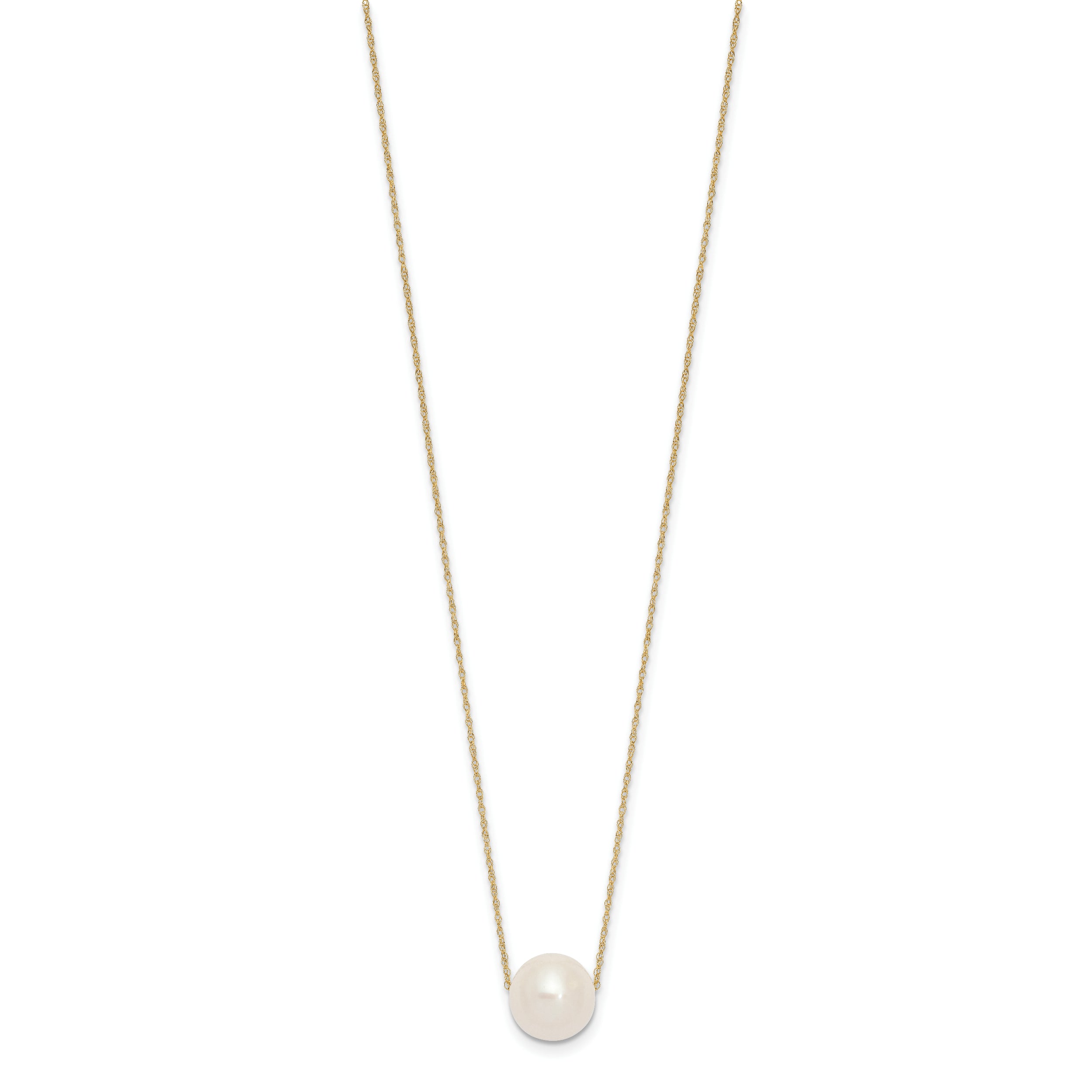 14K 10-11mm Round White FWC Pearl Rope Necklace