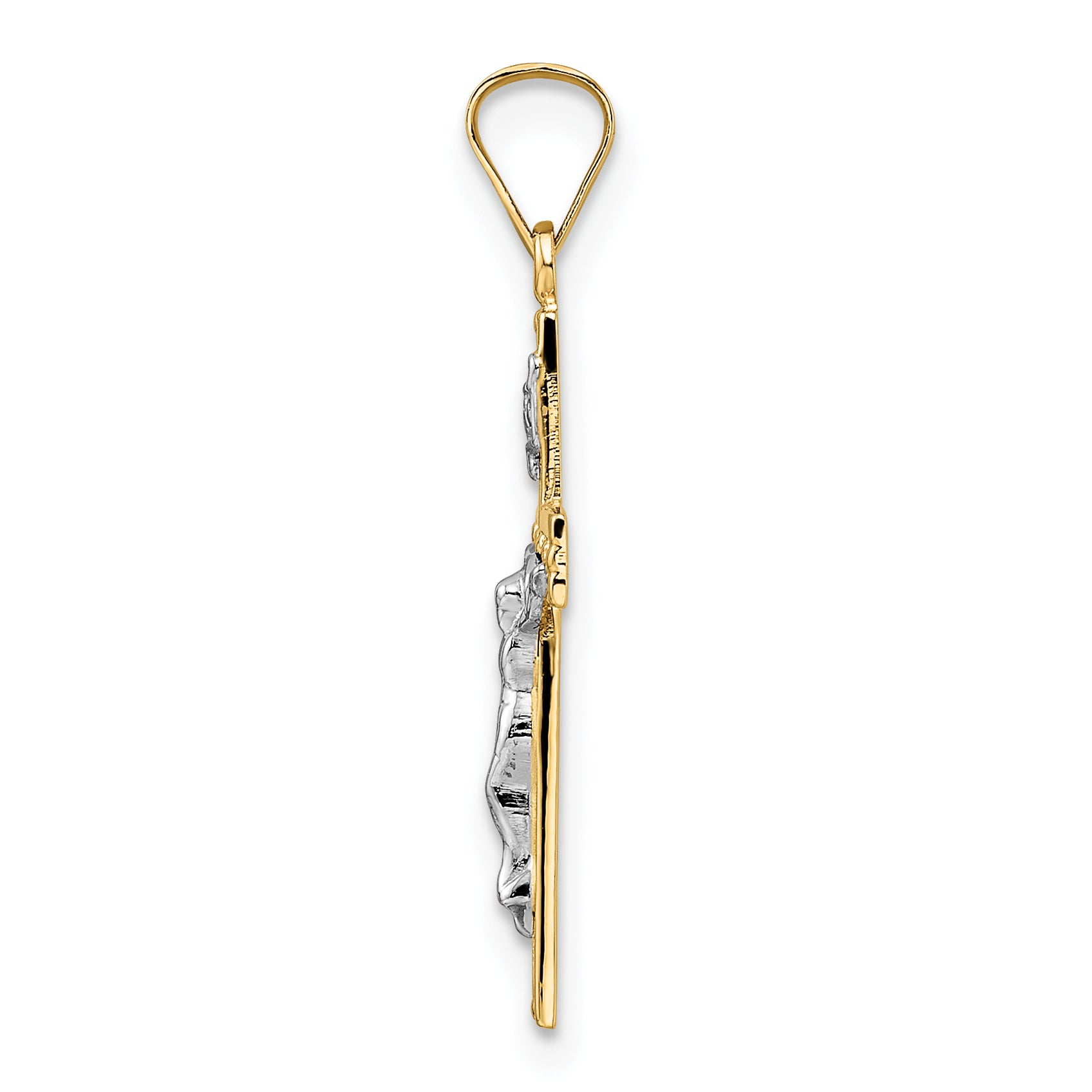 14k Two-tone Polished Solid INRI Crucifix Pendant