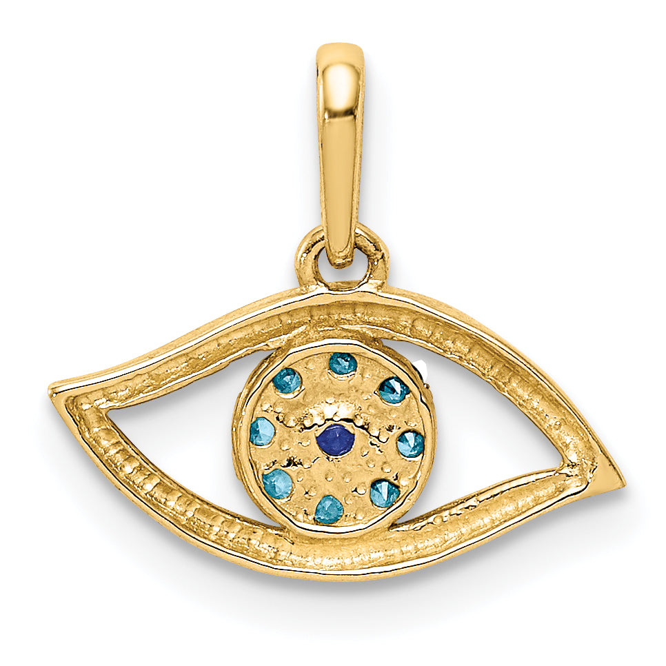 14K Blue CZ Eye Pendant